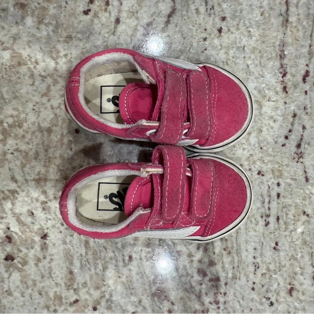 Vans Kids Pink Velcro Skate Sneakers
